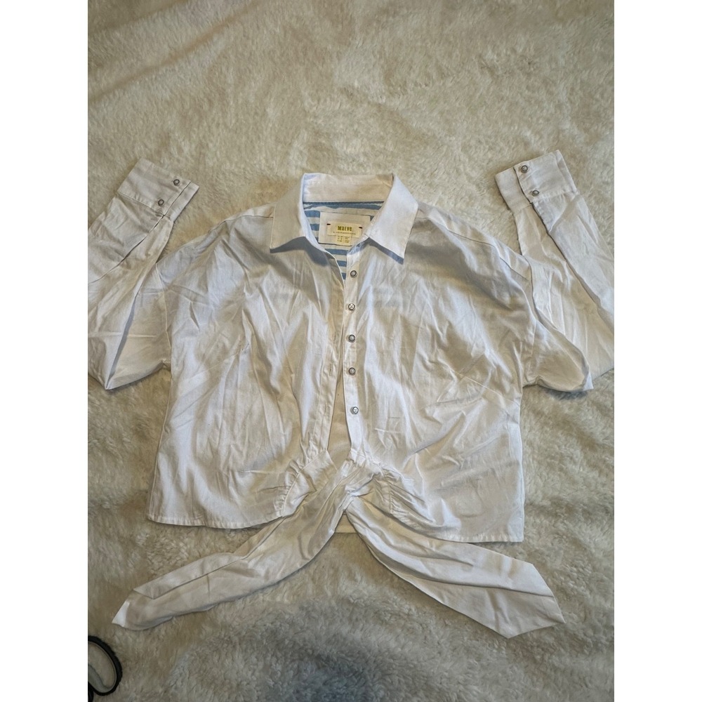 Maeve by Anthropologie White Tie Front Button Down Shirt Blouse Size 4P Petite